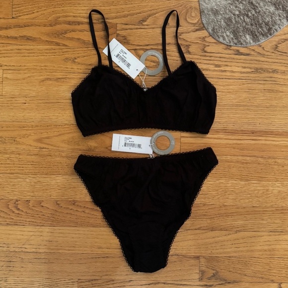 SKIN BNWT Alina Organic Cotton Bralette and Aerin Brief in Black Size S - Picture 3 of 5